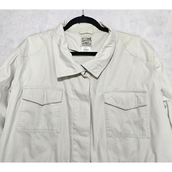 TravelSmith Safari Jacket Womans L 12 14 Vtg Utility Cargo Military Khaki Beige - Picture 4 of 15